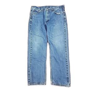 Levis Jeans Mens 36x30 Blue 505 Straight Leg Med Wash Cotton Denim Workwear